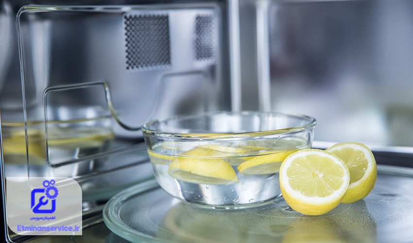 چربی زدایی مایکروفر ال جی با محلول آب + آبلیمو یا سرکه