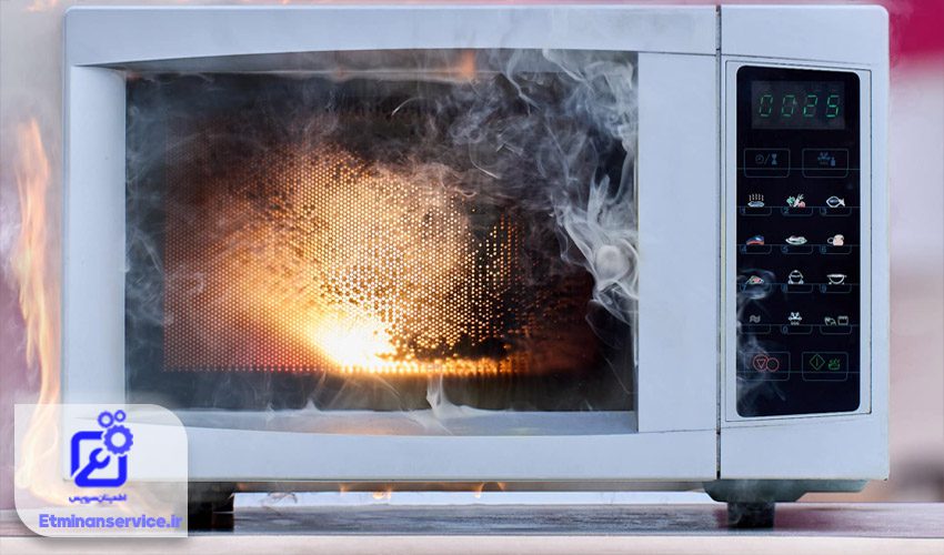 از مایکروفر دود خارج می‌شود