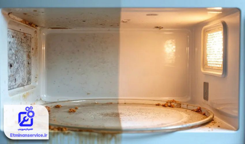 ماکروفر توشیبا به دلیل کثیف بودن محفظه داخلی غذا را گرم نمیکند