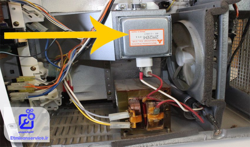 بعد از فشردن کلید استارت، ماکروفر به دلیل خرابی مگنترون چند ثانیه کار می‌کند و قطع می‌شود